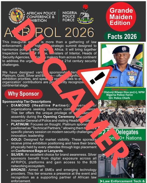 Police disown unauthorized AFRIPOL 2026 programme