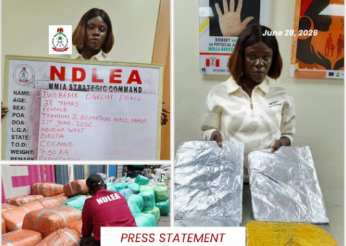 NDLEA seizes ₦12.4bn drug haul, arrests China-bound cocaine suspect