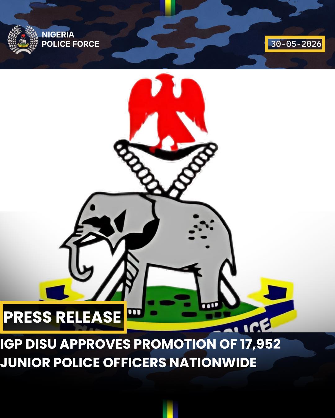 IGP approves promotion of 17,952 junior police officers