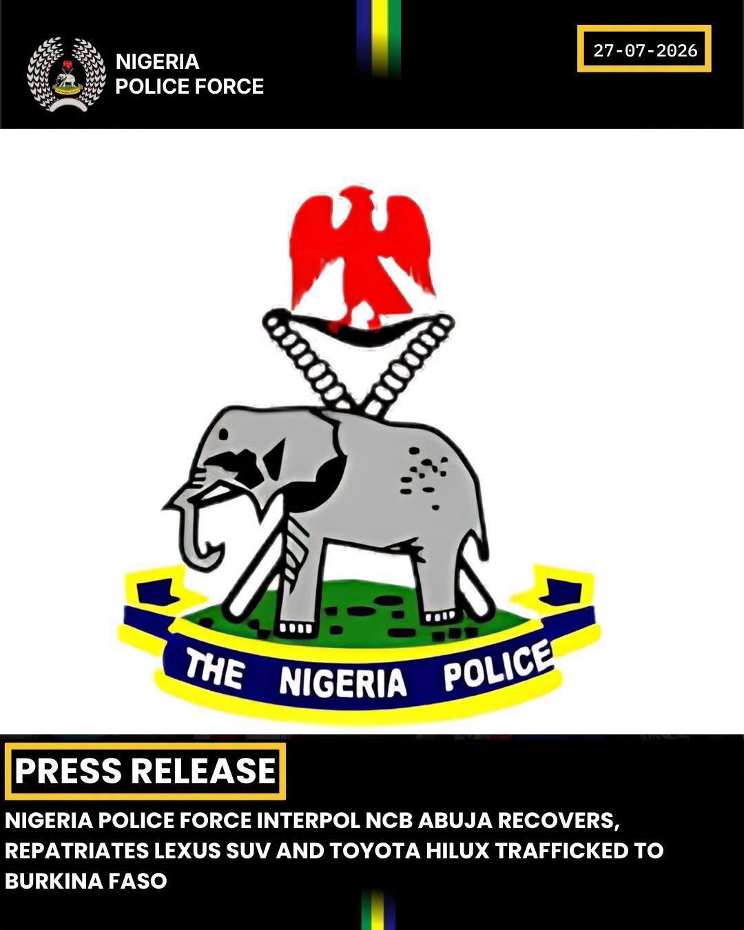 INTERPOL recovers stolen Lexus, Hilux smuggled to Burkina Faso