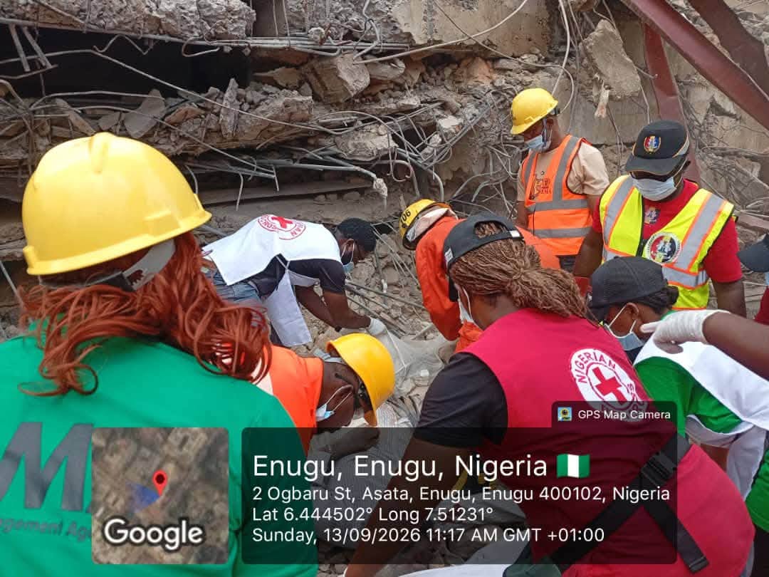 NEMA recovers body in Enugu building collapse