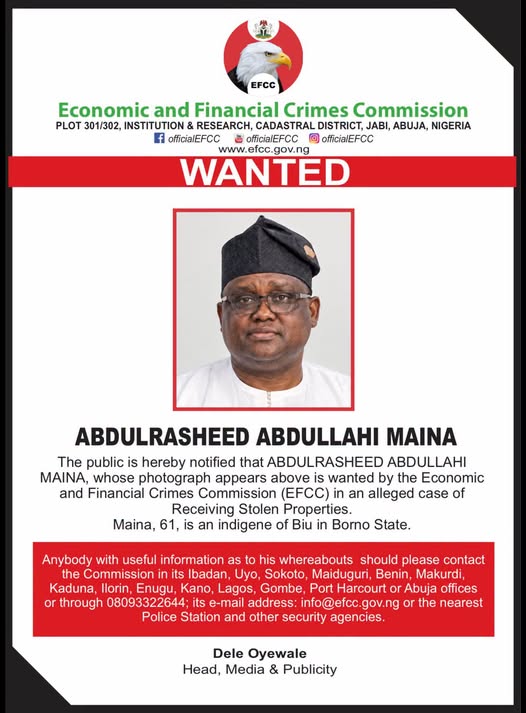 EFCC declares Abdulrasheed Abdullahi Maina wanted 