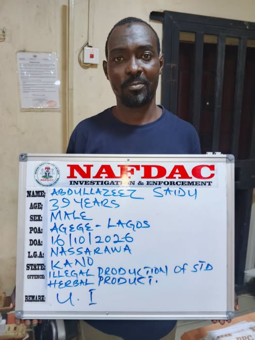 NAFDAC busts illegal herbal products factory in Lagos
