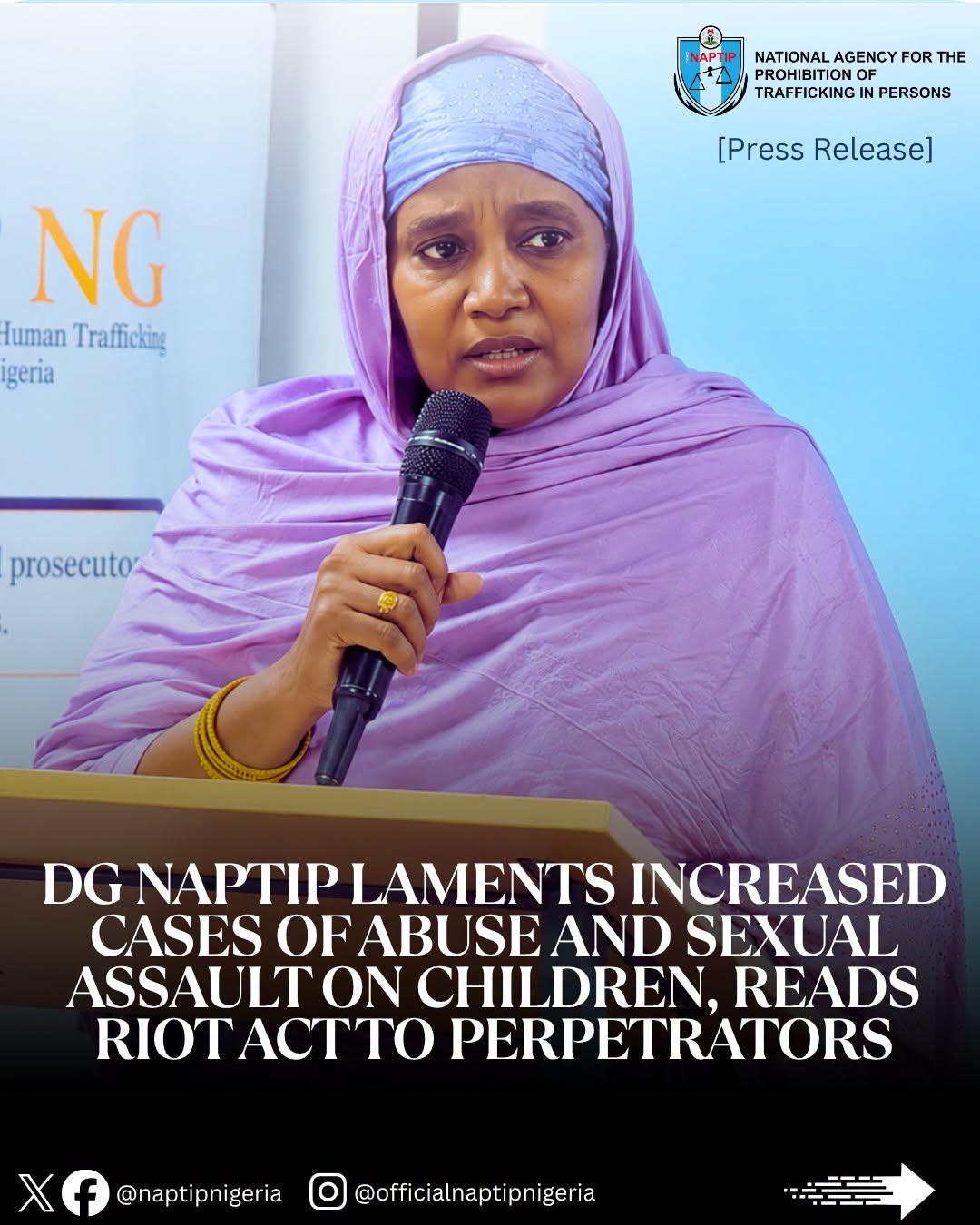 NAPTIP vows prosecution of parents selling children for sex
