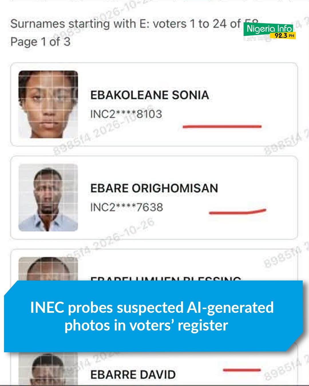 INEC reviews suspected AI photos in voters’ register